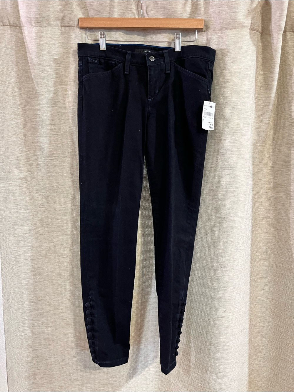Joe’s Jeans Reed Black Ankle Cigarette Jeans Button Hem Size 28 NWT